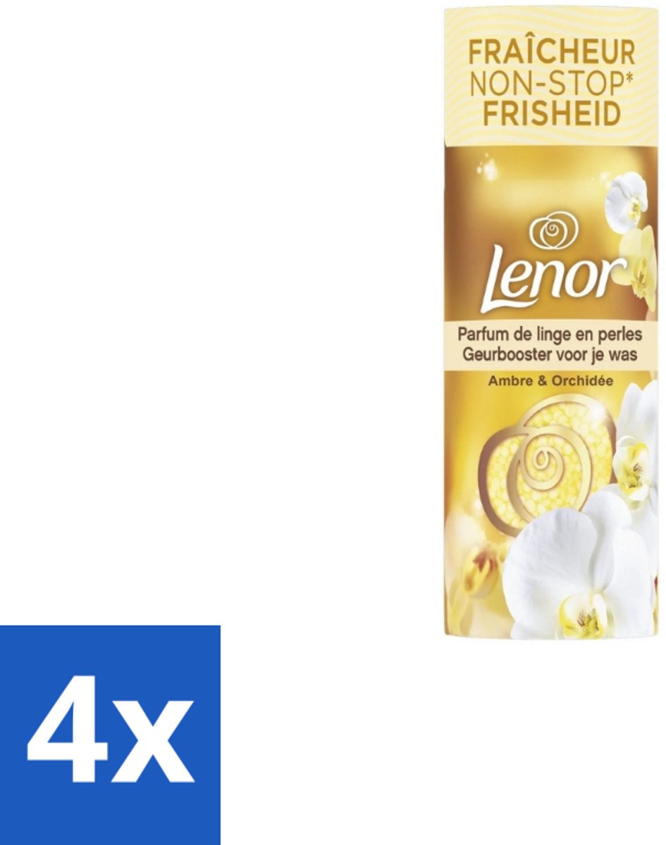 4 x Lenor – In-Wash Geurbooster – Gouden Orchidee - 19 wasbeurten - Geurbooster - Wasgeur - Amber En Orchidee - Wasparfum - Kledinggeur