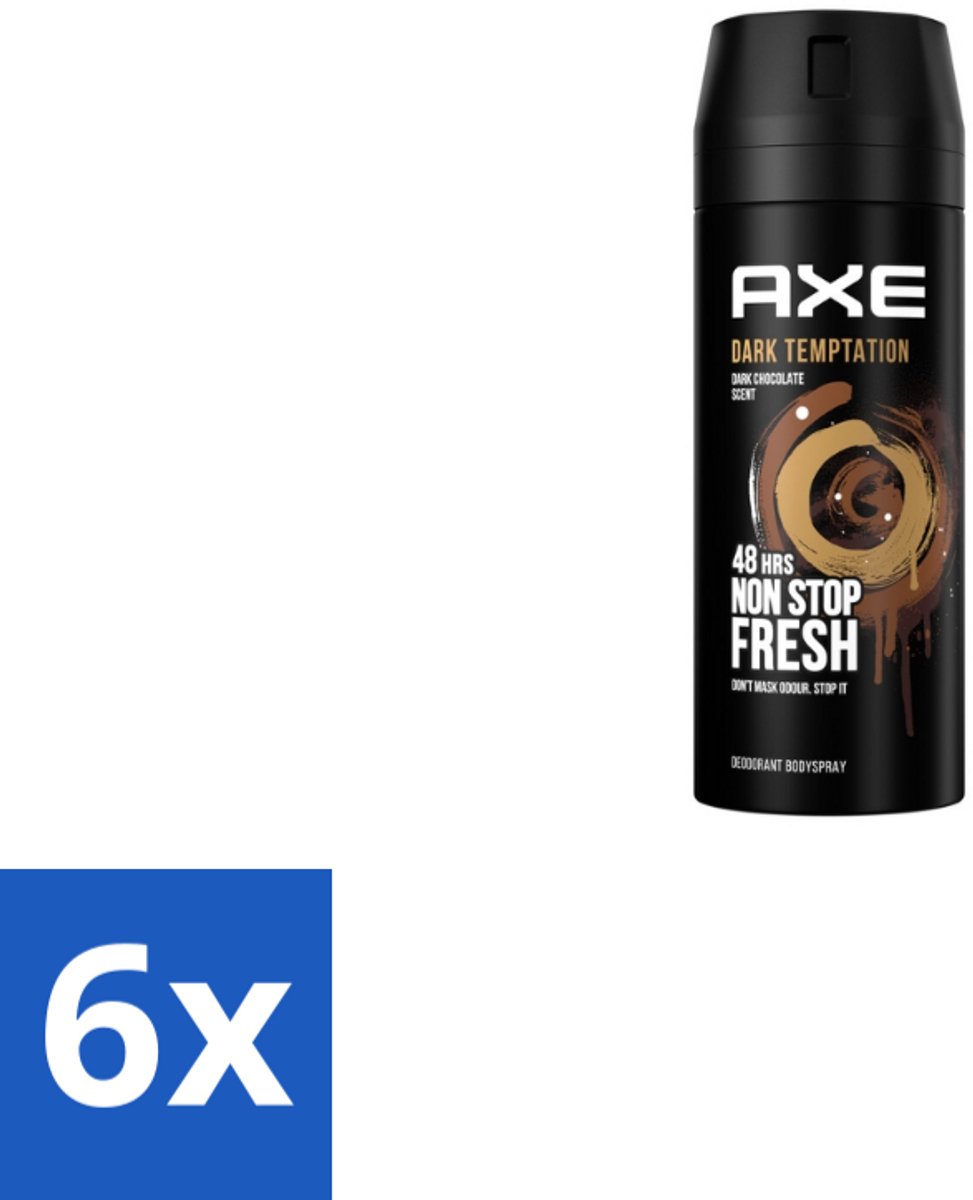 6 x Axe – Deodorant Spray – Dark Temptation – 150 ml - Deodorant Voor Mannen - Warme Geur - Chocolade Geur - Verleidelijke Geur - Transpiratiegeur