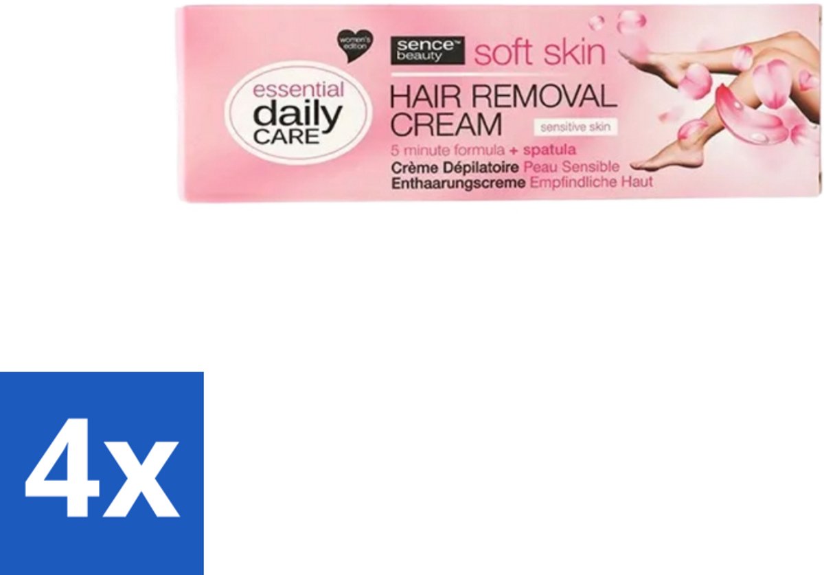 4 x Sence – Ontharingscrème – Gevoelige Huid – 150 ml - Ontharing Crème - Gevoelige Huid - Haartjes Verwijderen - Pijnloos Ontharen - 5 Minuten Ontharing