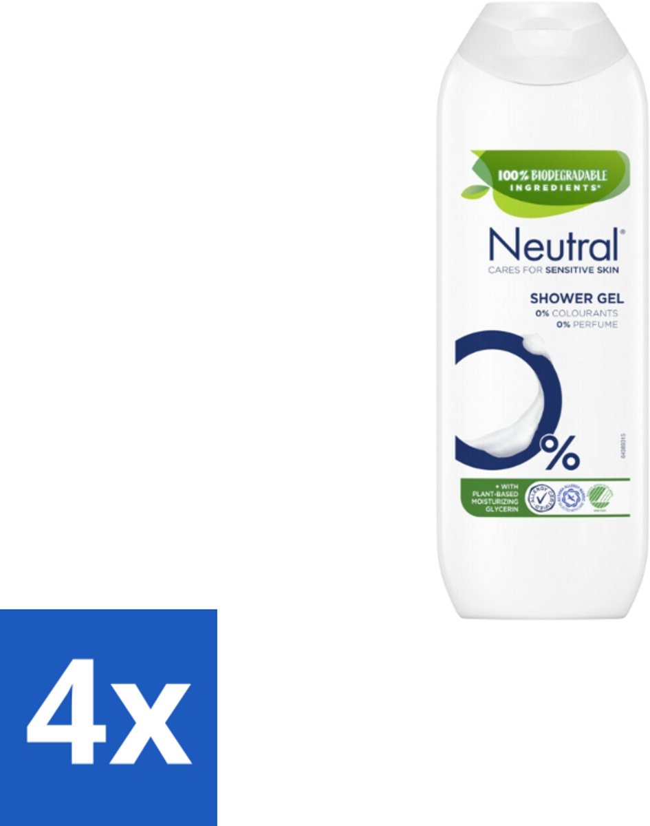 4 x Neutral Douchegel Parfumvrij 250 ml - Gevoelige Huid - Douchegel - Parfumvrij - Allergie - Huidverzorging