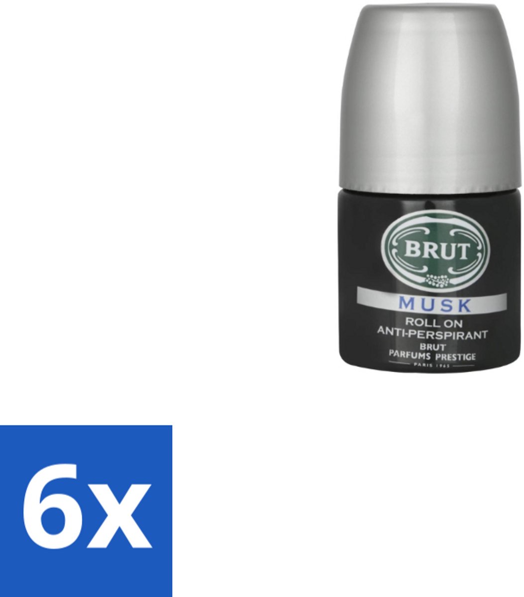 6 x Brut – Deodorant Roller – Musk - 50 ml - Anti-transpirant Roll-on - Muskusgeur - Mannelijke Uitstraling - Langdurige Bescherming - Frisheid