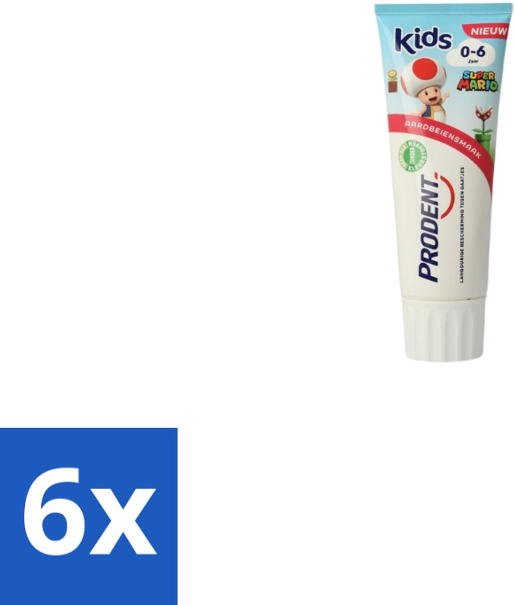 6 x Prodent – Tandpasta – Kids 0–6 Jaar – 75 ml - Kinder Tandpasta - Melktanden - Gaatjes Voorkomen - Kinder Mondhygiëne - Super Mario