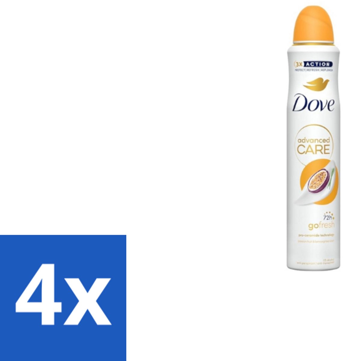 4 x Dove – Deodorant Spray – Passion Fruit – 250 ml - Passievrucht Deodorant - Frisse Geur - Oksel Verzorging - Transpiratiegeur - Mild Voor Huid