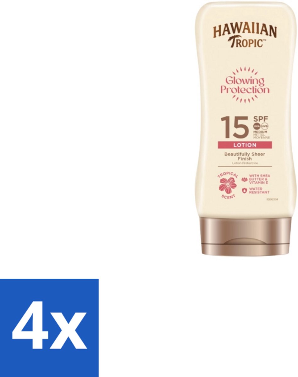 4 x Hawaiian Tropic – Zonnebrand Lotion – Satin Protection Ultra Radiance – SPF - Zonbescherming - Zonlotion - Stralende Huid - Zonnebrandlotion - Huidbescherming