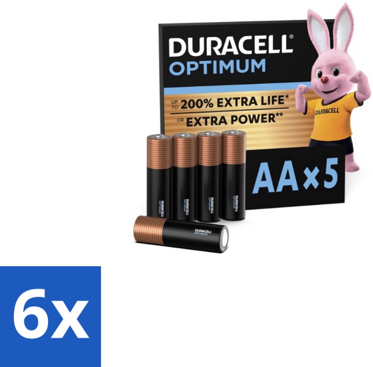 6 x Duracell Optimum – Alkaline Batterijen AA – LR6 1,5V – 5-pack - AA Batterijen - Elektronica - Digitale Camera - Gamecontroller - Xbox