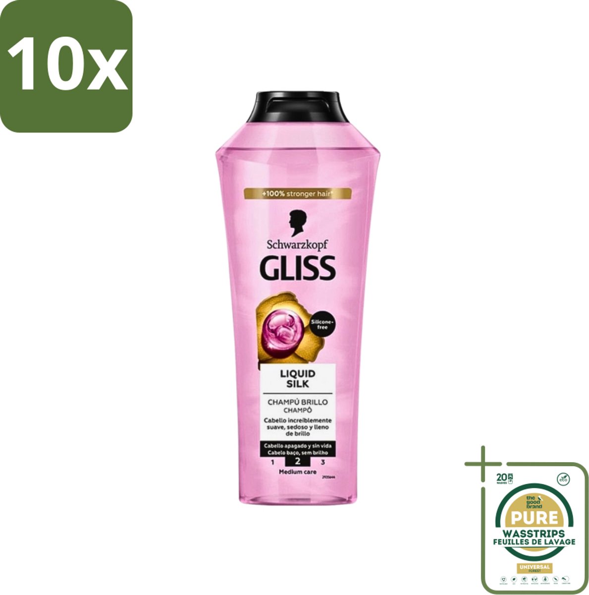 10 x Gliss-Kur - Shampoo - Liquid Silk - Zijdezachte Haarverzorging - 400 ml - Grootverpakking - Zijdezachte Haarverzorging - Haar Glans - Haarvoeding - Haarstructuur - Haarversterking