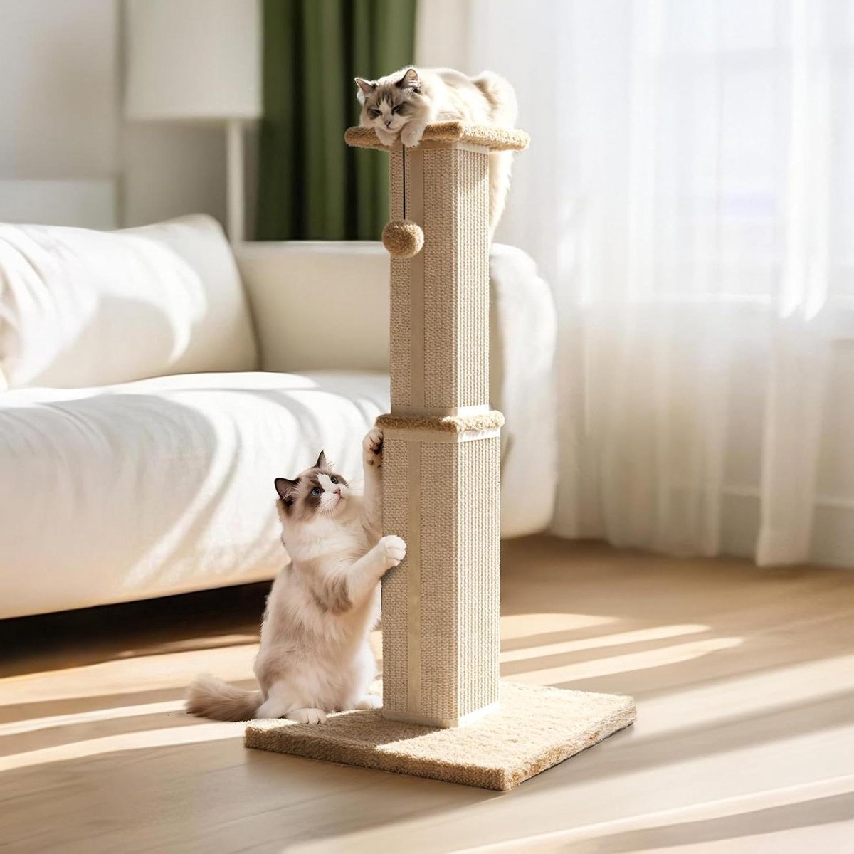 Krabpaal Katten - Krabmeubel Sisal - Katten Plezier - Extra Dikke Stam - 78 cm Hoog - Beige
