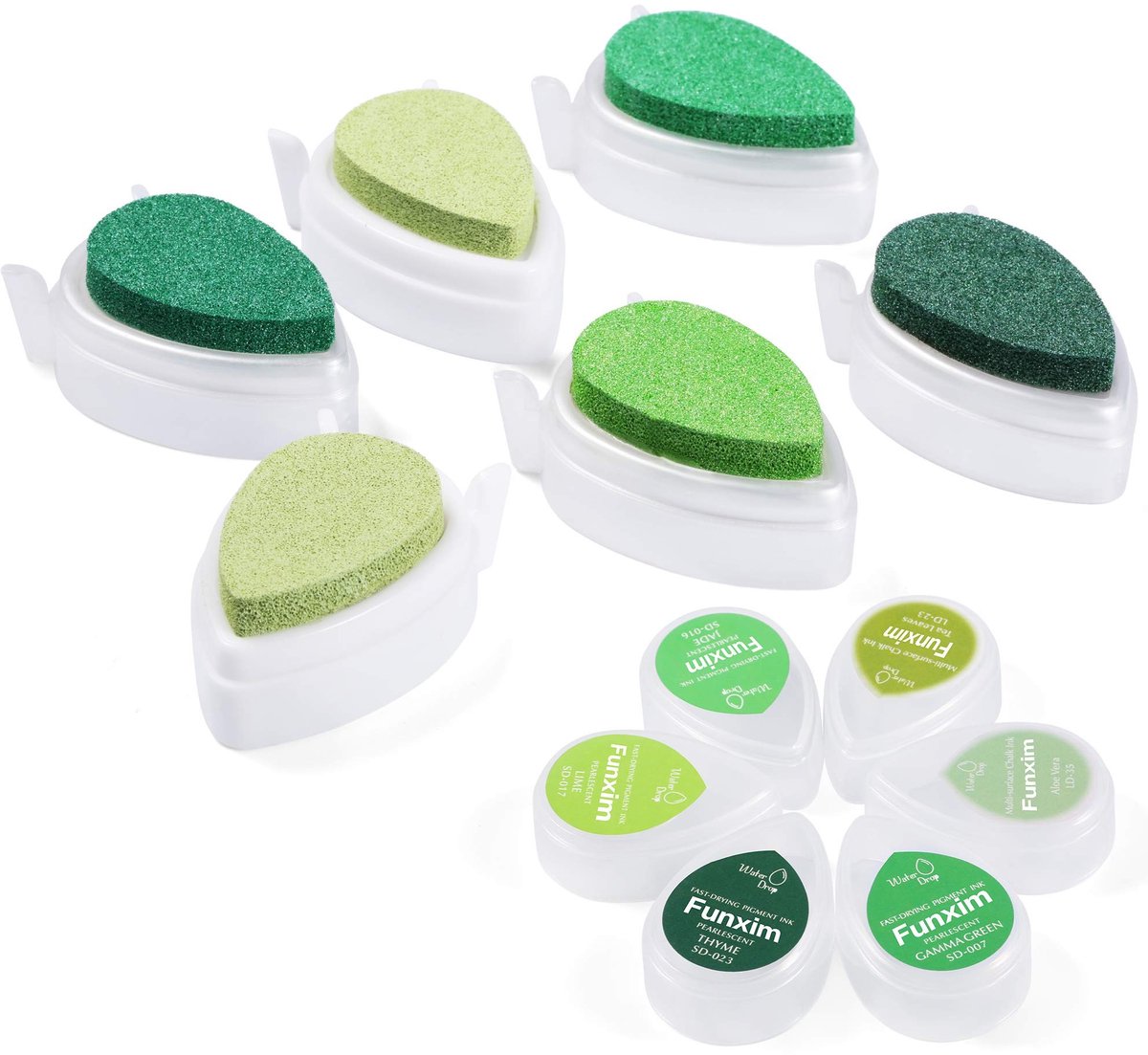 Solidchoice - Set van 6 Inktkussens - Groene Vingerafdrukken voor Creatief Ontwerpen