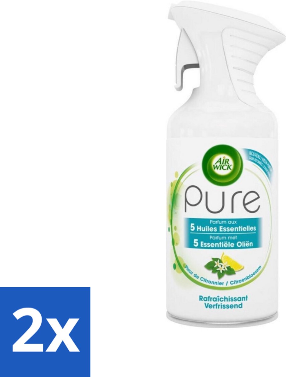 Air Wick - Luchtverfrisser - Essentiële Oliën - Citroenbloesem - Spray - 250 ml - Voordeelverpakking - 2 stuks
