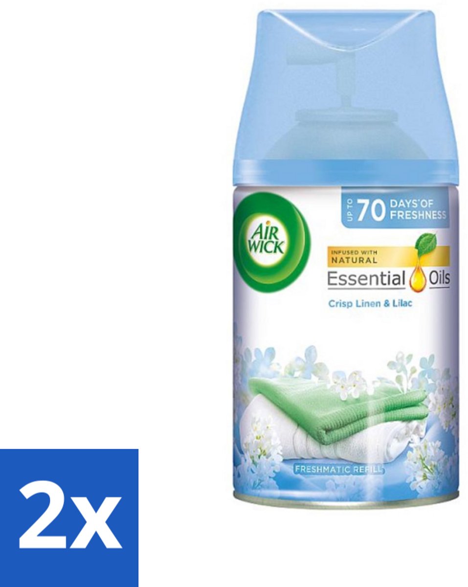 Air Wick - Luchtverfrisser Navulling - Fris Linnen & Lila - Automatische Spray - 250 ml - Voordeelverpakking - 2 stuks