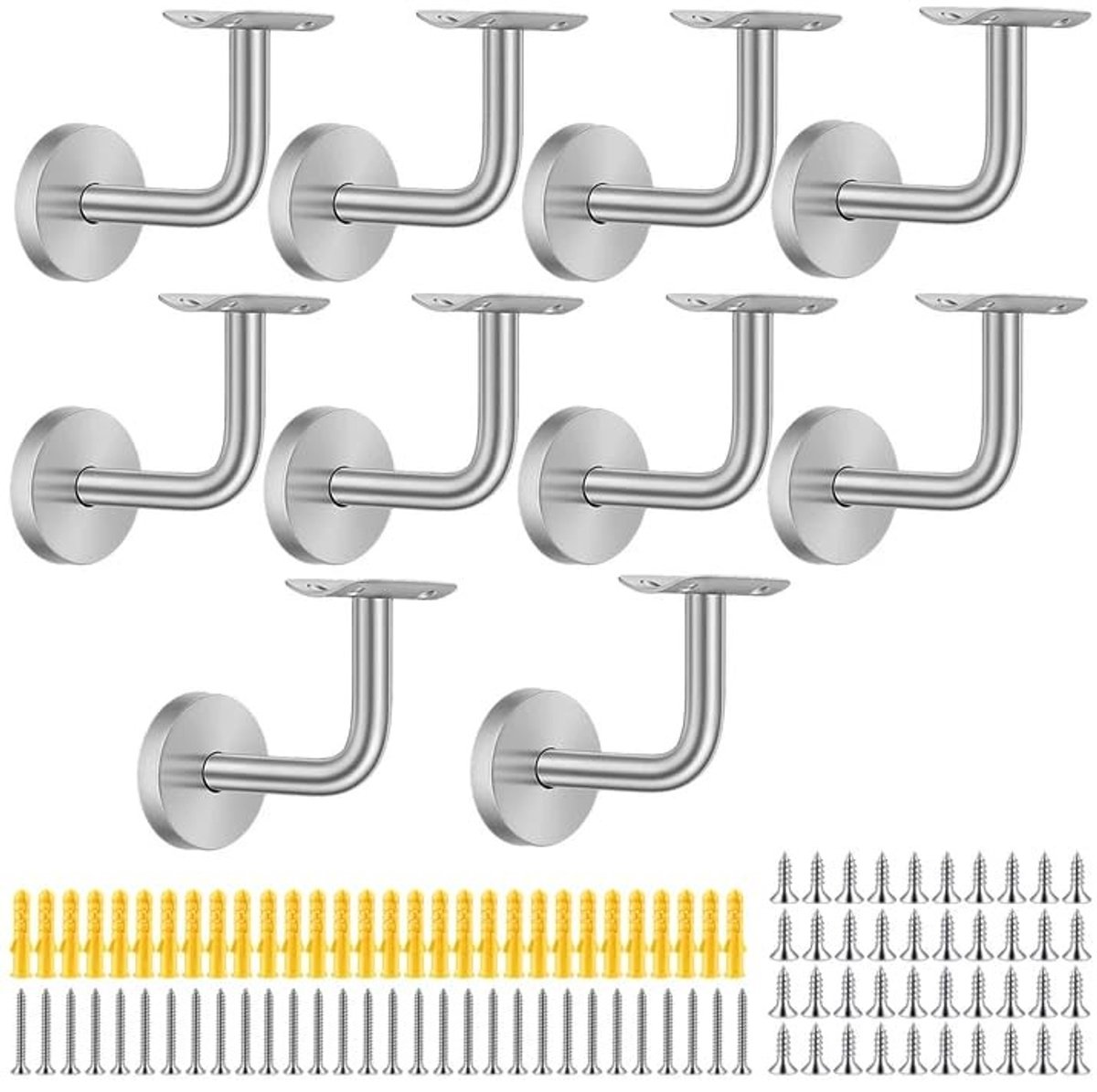 Solidchoice - Set van 10 Roestvrijstalen Leuninghouders