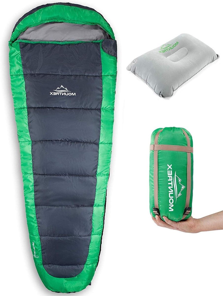 Slaapzak - Mummieslaapzak Zomer - Kamperen en Reizen - Ultralicht 850g - 205x75cm - Groen