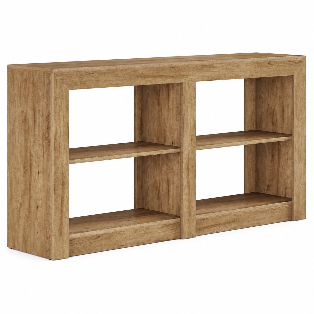 DMG Supply Consoletafel met 4 Open Vakken - 3 Lagen - 150 x 35 x 85 cm - Lichtbruin - MDF