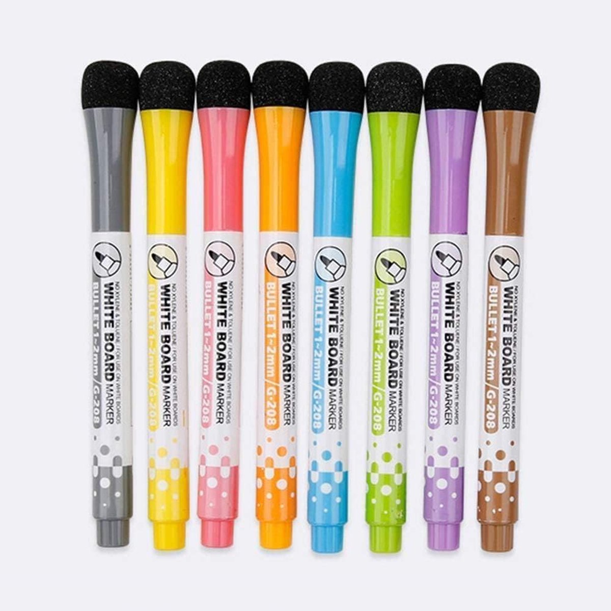 8x whiteboardstiften - Gekleurde whiteboard markers - Met wissers - 2mm - Bordstiften - Uitwisbare stiften - Uitwisbaar - Bord stiften gekleurd - Jonyx