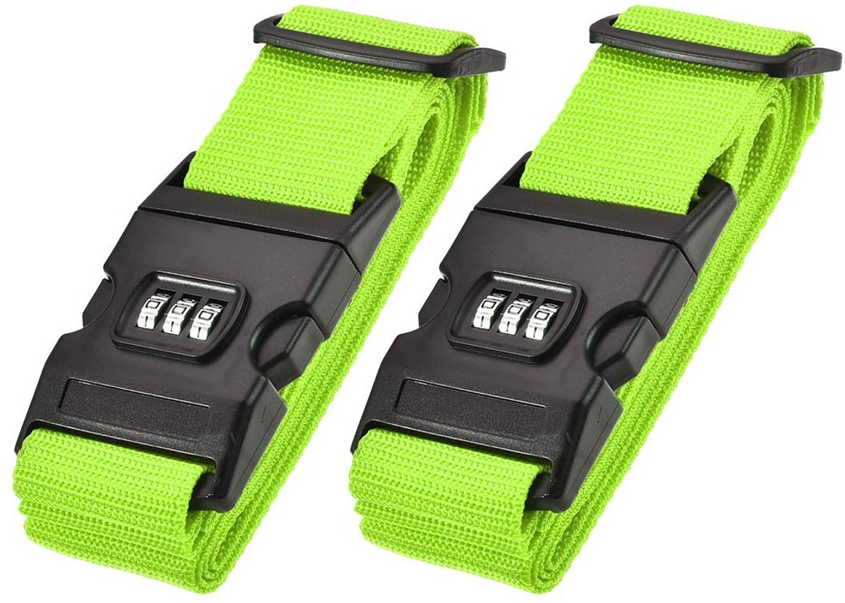 Solidchoice - 2 Stuks Kofferriemen met Combinatieslot - Lichtgroen