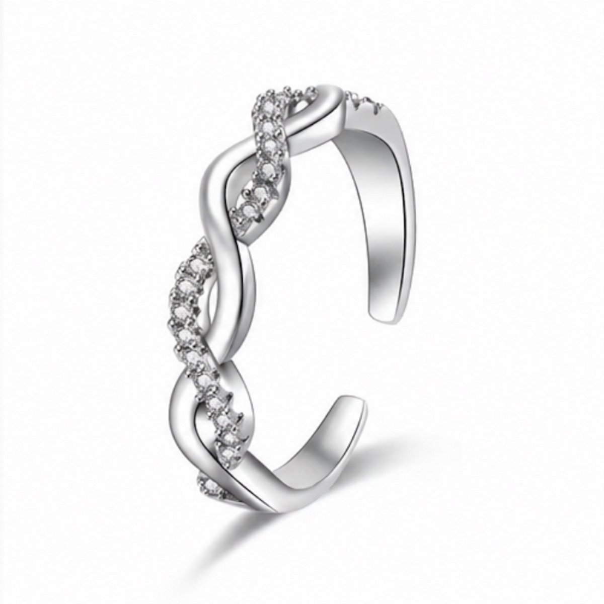 Verstelbare ring - Zilverkleurig - Verguld - Dames Ring met zirkonia - Roestvrijstalen Ringen - Sieraden – Cadeau tip – Hip - Trendy