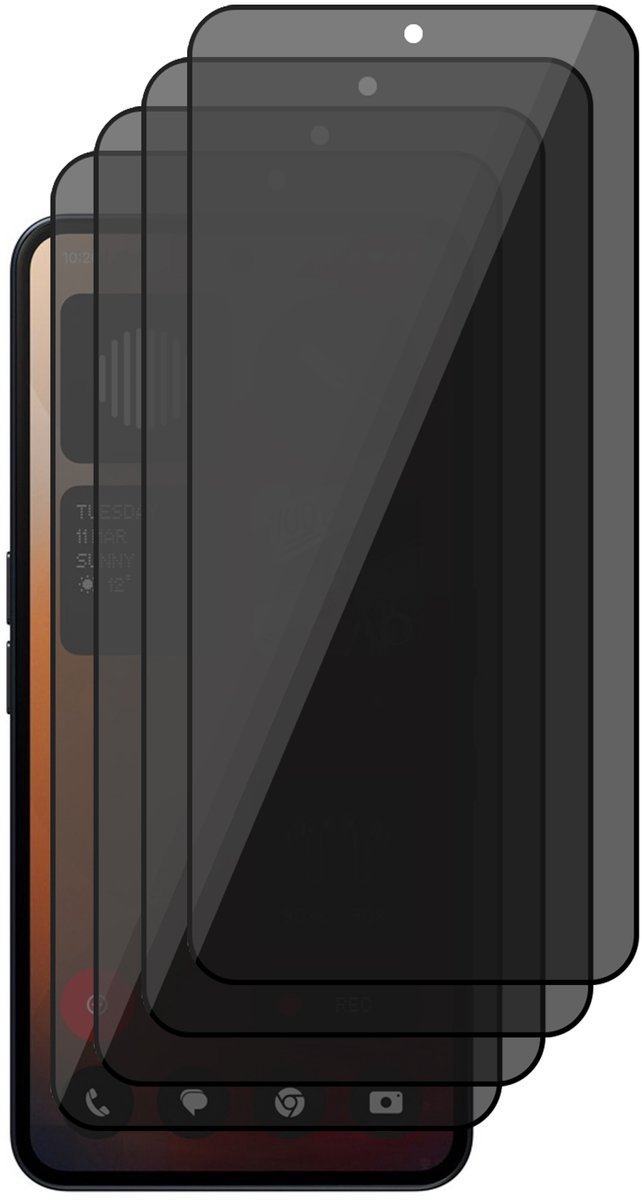 Privacy Screenprotector geschikt voor Nothing Phone 3a – 4 Stuks – Full Cover Gehard Glas – Anti Inkijk – Privacy Filter