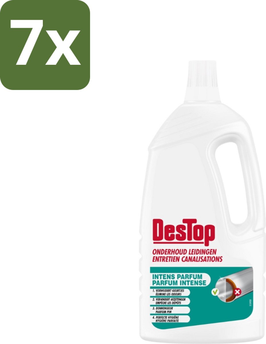 7 x DesTop - Onderhoud Leidingen - Frisse Dennen geur - 4-in-1 Werking - 1,5L - Leidingen Reinigen - Geur Neutraliseren - Leidingen Onderhouden - Verstopping Voorkomen - Hygiëne
