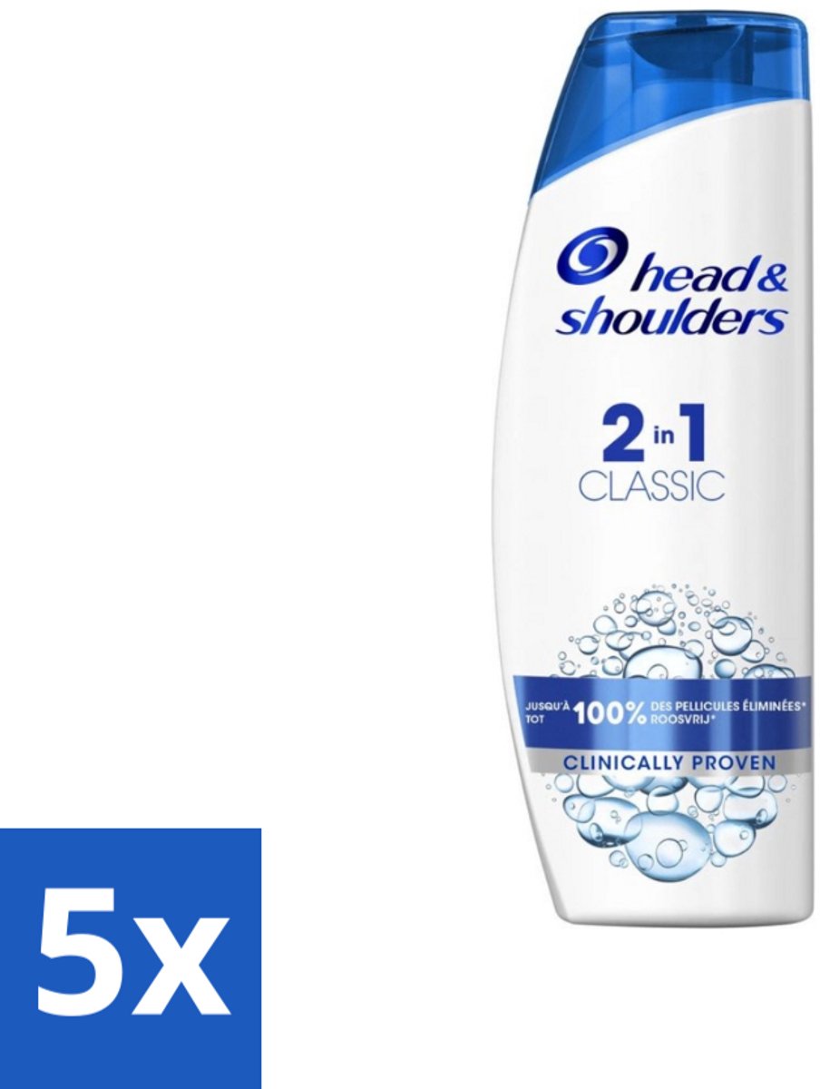 5 x Head & Shoulders - 2in1 Anti-Roos Shampoo & Conditioner - Classic - 270 ml - Roosvrij Haar - Roosbestrijding - Hoofdverzorging - Shampoo En Conditioner - Gezond Haar