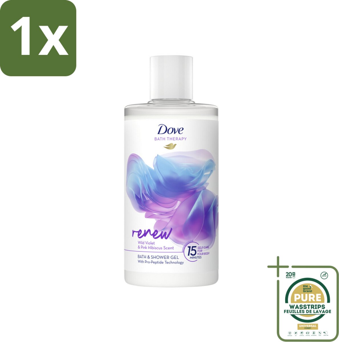 1 x Dove Bath Therapy Renew Badschuim & Douchgel 400 ml- Badshuim - Badschoon - Huidvernieuwing - Ontspanning - Voedende Crème