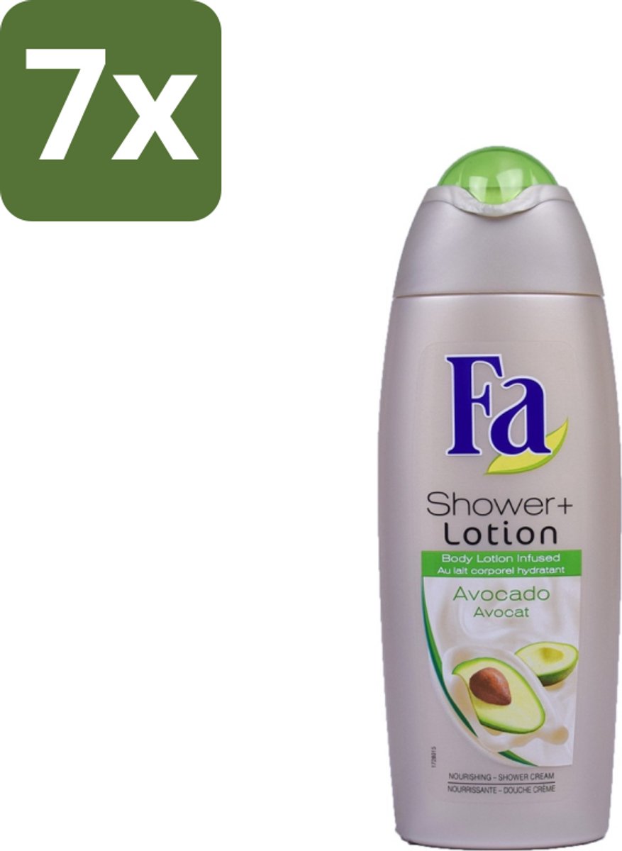 7 x Fa - Douchecrème Met Lotion - Avocado - 250 ml - Douchecrème - Bodylotion - Avocado Geur - Hydratatie - Huid Verzorging