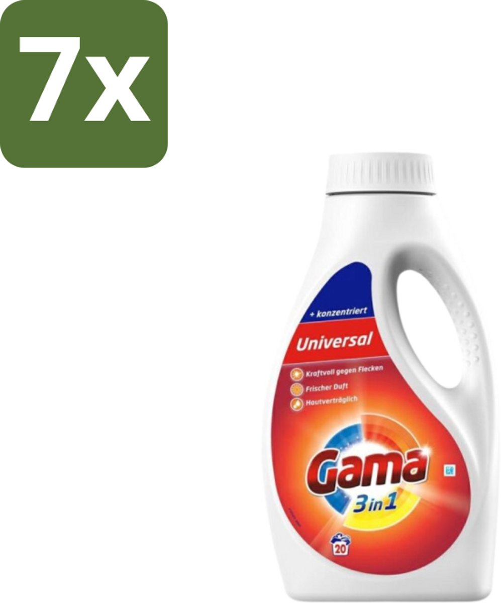7 x Gama - Wasmiddel - 3 In 1 - Huidvriendelijk - 20 Wasbeurten - Wasmiddel - 3 In 1 - Huidvriendelijk - Wasbeurt - Frisheid