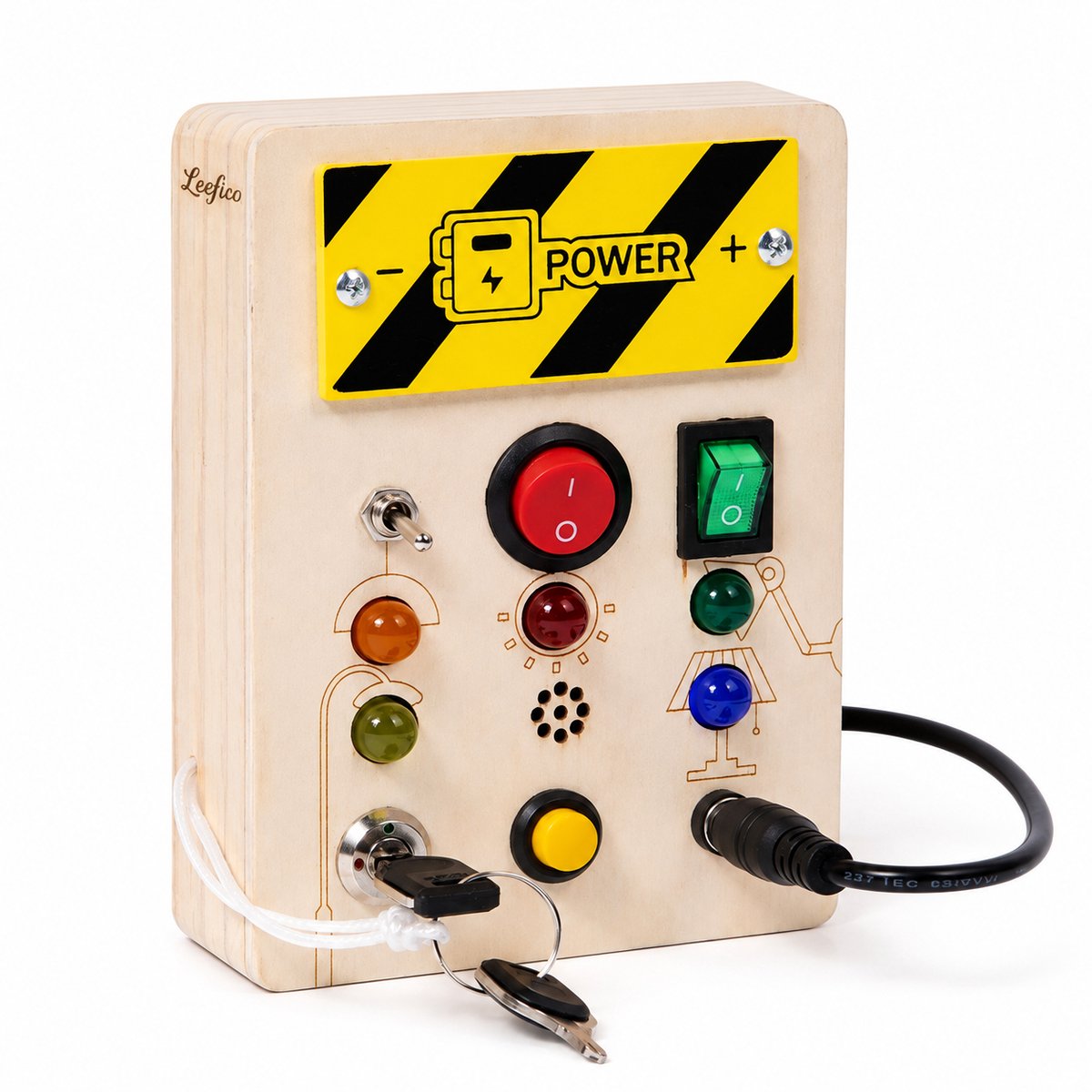 Leefico Montessori Busy Board - Activiteitenbord voor Peuters - Sensorisch Montessori Speelgoed - Compact voor Reisgebruik - Houten Speelgoed voor Peuters