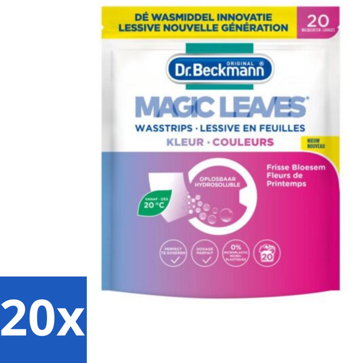 20 x Dr. Beckmann - Magic Leaves - Wasstrips - Gekleurde Was - Frisse Bloesem - 20 Wasbeurten - Wasstrips - Gekleurde Was - Frisse Geur - Milieuvriendelijk - Wasmiddel