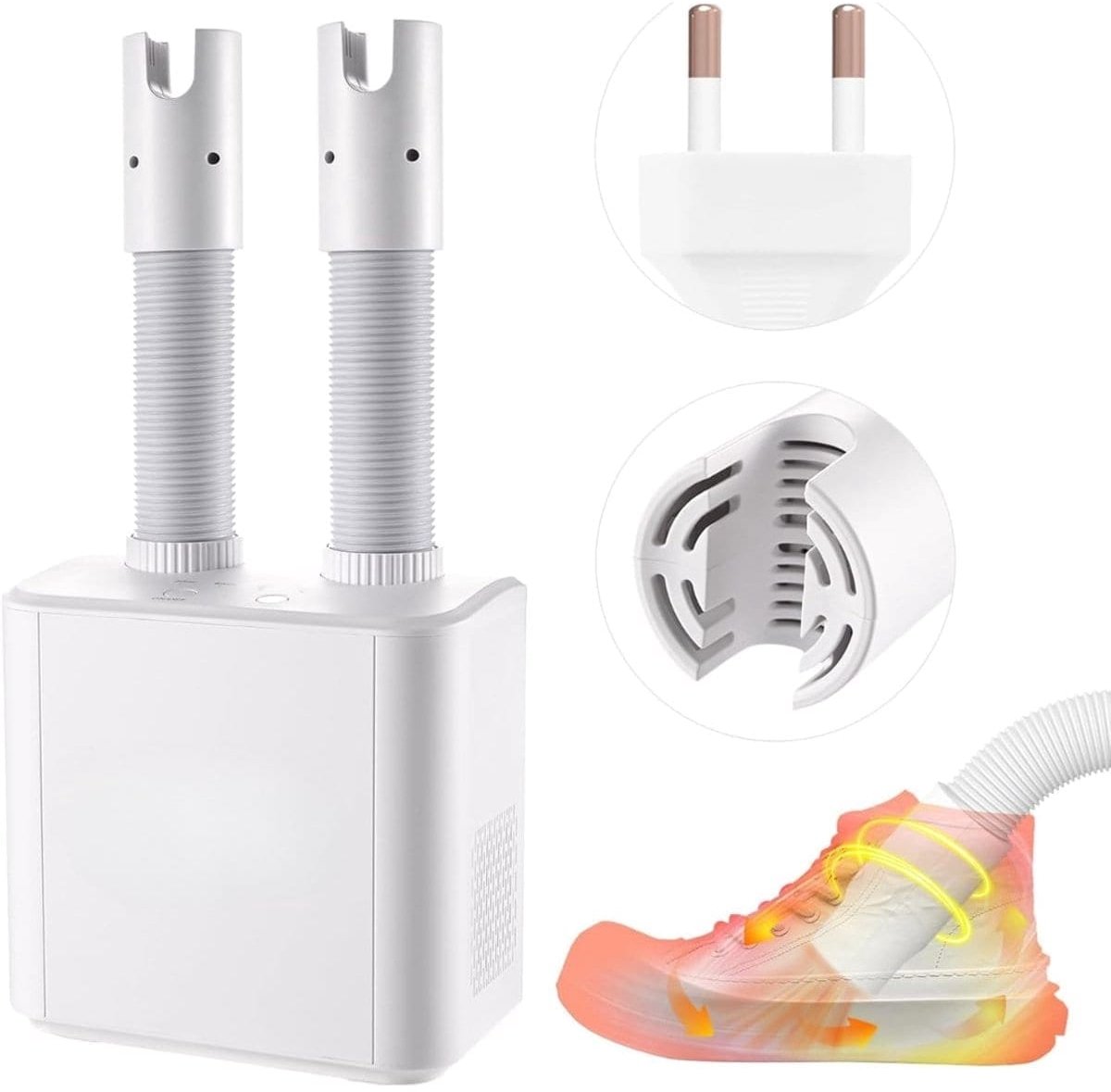 Klarven® Schoenendroger electrische Wit - Timer ingebouwd, Veilig voor alle materialen - Snelle droging schoenen, laarzen, handschoenen