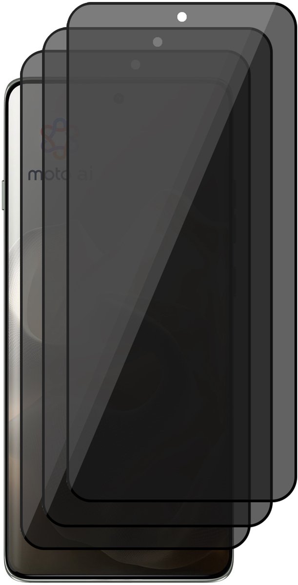 Privacy Screenprotector geschikt voor Motorola Moto Edge 60 / 60 Fusion – 3 Stuks – Full Cover Gehard Glas – Anti Inkijk – Privacy Filter