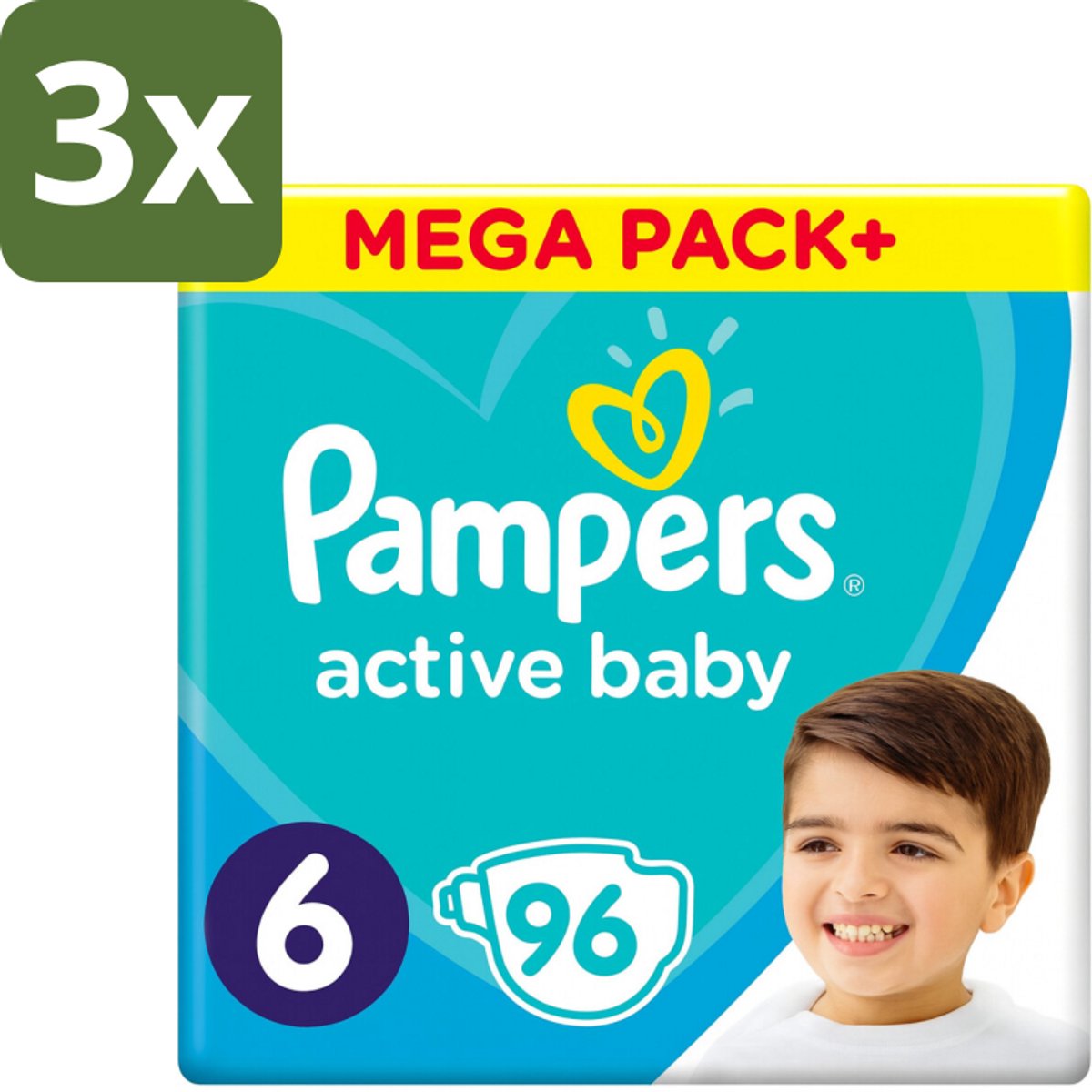 3 x Pampers - Active Baby - Luiers - Maat 6 (13-18 kg) - Extra Groot - 96 Luiers - Luiers Voor Baby - Droge Luiers - Beschermende Luiers - Actieve Luiers - Superabsorberende Luiers
