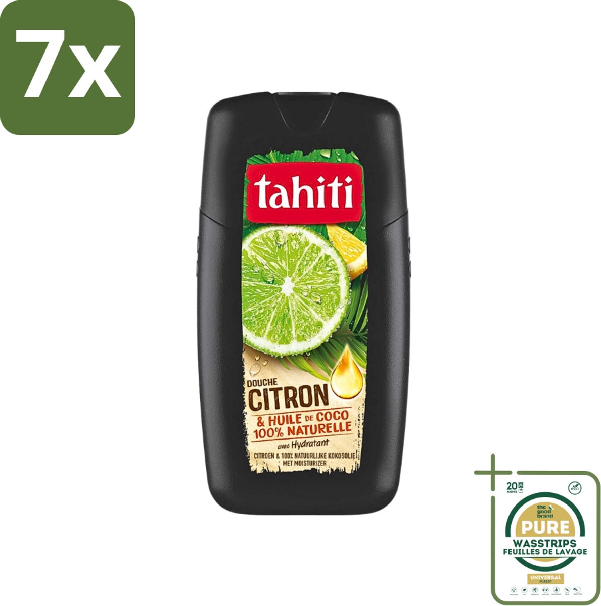 7 x Tahiti - Douchegel - Citroen & Kokosolie - Hydraterend - 250 ml - Grootverpakking - Douchegel Citroen Kokosolie - Hydraterende Douchegel - Citroengeur Douchegel - Kokosolie Douchegel - Natuurlijke Douchegel