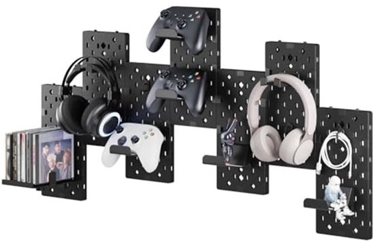 Modulaire Gaming Pegboard met Hoofdtelefoon- en Controllerhouders voor Wandmontage