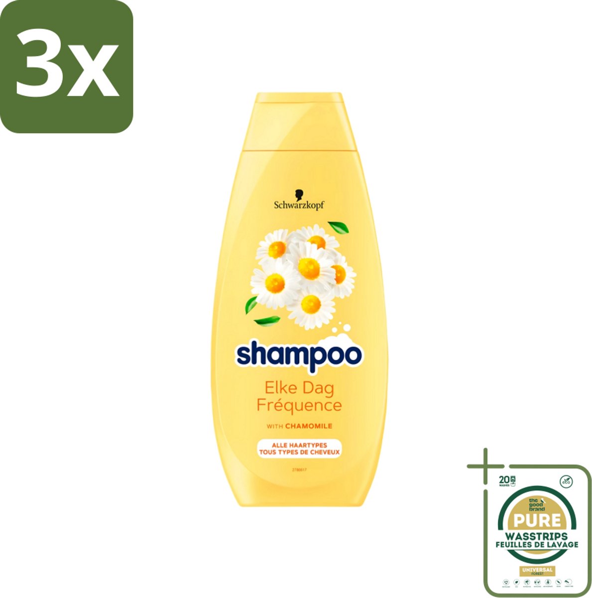 3 x Schwarzkopf - Shampoo - Elke dag - Kamille - Alle types haar - 400 ml - Grootverpakking - Shampoo Voor Haar - Kamille Shampoo - Elke Dag Shampoo - Haar Verzorging - Gevoelig Haar Shampoo