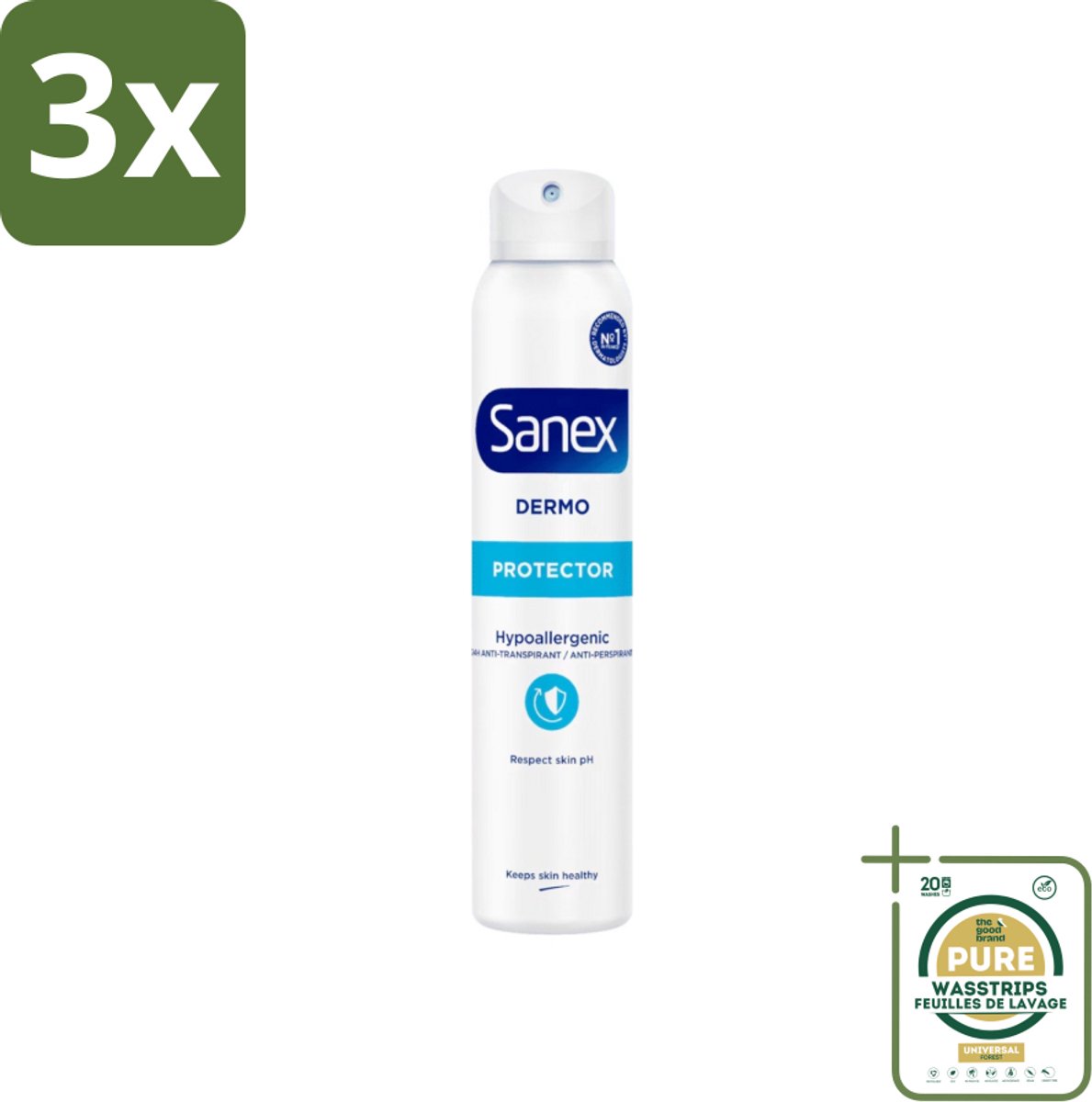 3 x Sanex Dermo - Deodorant Spray - Hypoallergeen - Anti-Transpirant - 150 ml - Grootverpakking - Deodorant Spray - Hypoallergenisch - Huidbescherming - Transpiratie - Geur