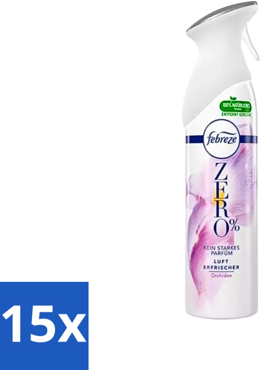 15 x Febreze Spray - Zero % - Orchidee - Luchtverfrisser - 300ml - Luchtverfrisser - Geuren Verwijderen - Orchidee Geur - Frisse Geur - Zero %