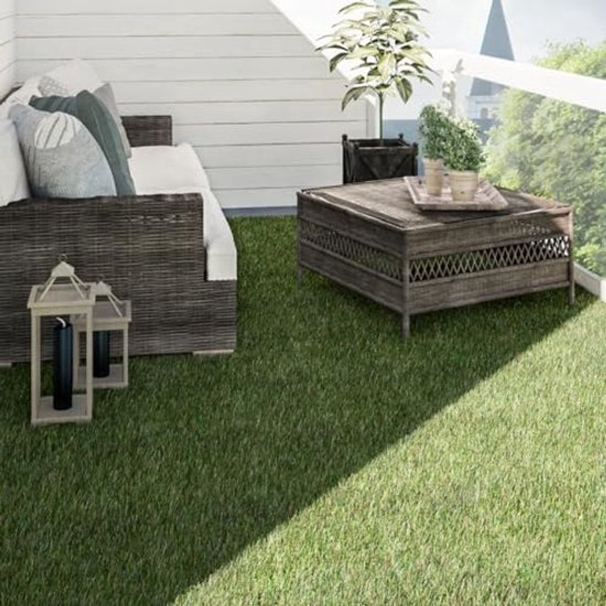 Kunstgras Tuin Balkon Terras Tapijt Binnen Buiten Mat Wasbaar 100x100cm