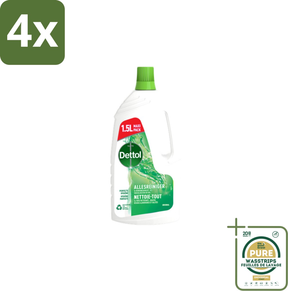 Dettol Original - Allesreiniger - Perfecte Hygiëne - 1.5L - Voordeelverpakking - 4 stuks - Hygiëne - Schoonmaak