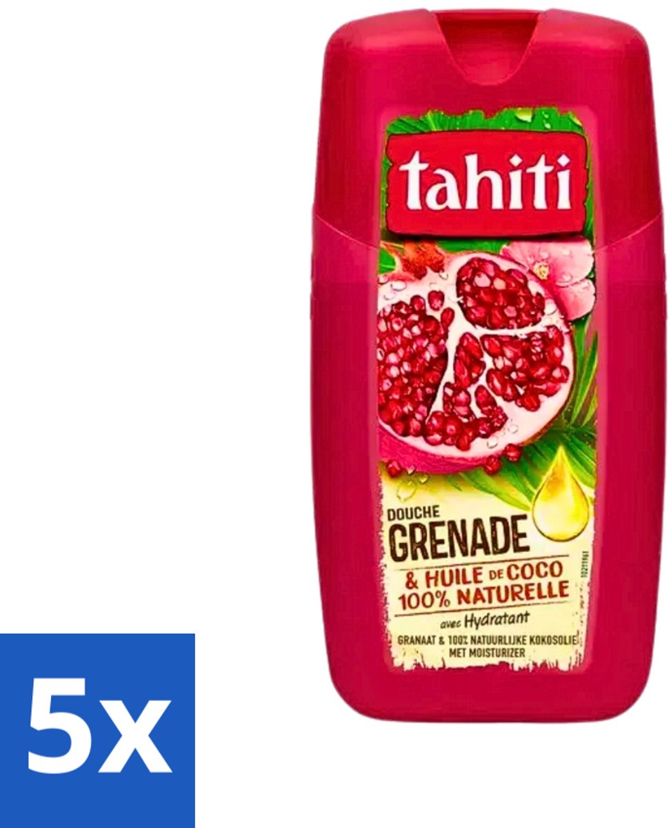 5 x Tahiti - Douchegel - Granaatappel & Kokosolie - Hydraterend - 250 ml - Douchegel - Hydraterende Douchegel - Kokosolie - Granaatappel - Natuurlijke Douchegel