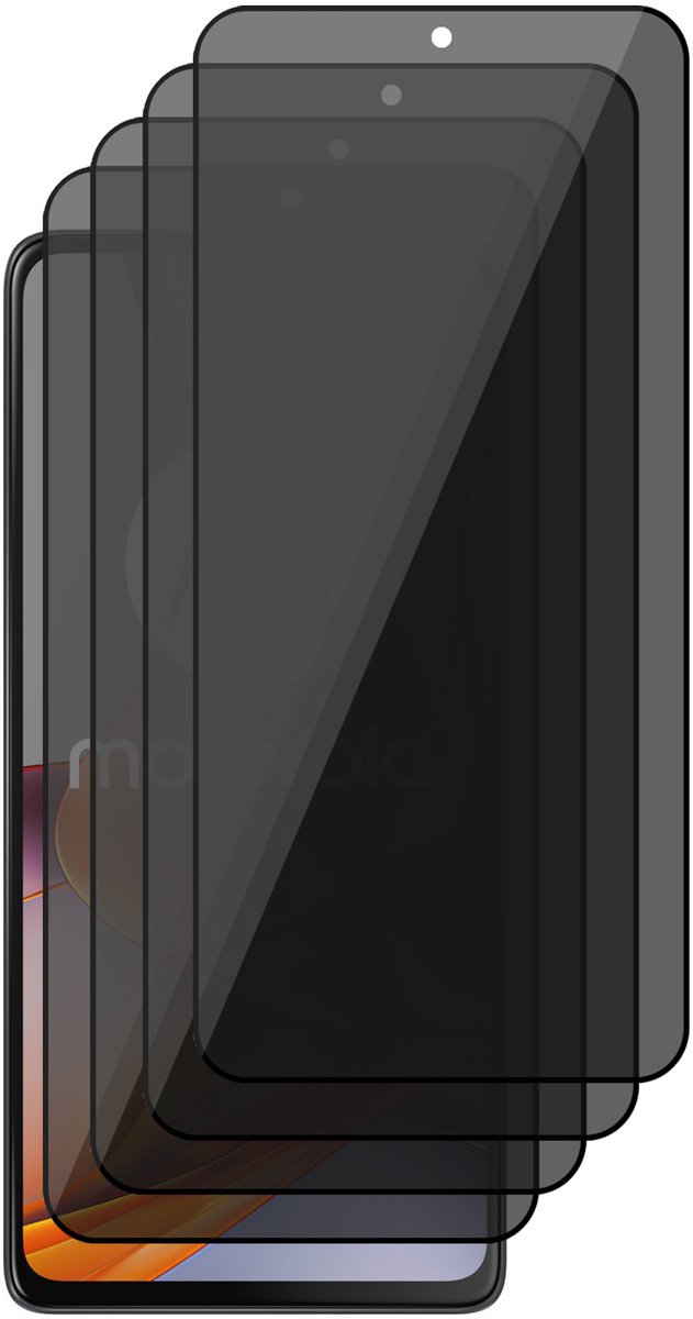 Privacy Screenprotector geschikt voor Motorola Moto G75 – 4 Stuks – Full Cover Gehard Glas – Anti Inkijk – Privacy Filter