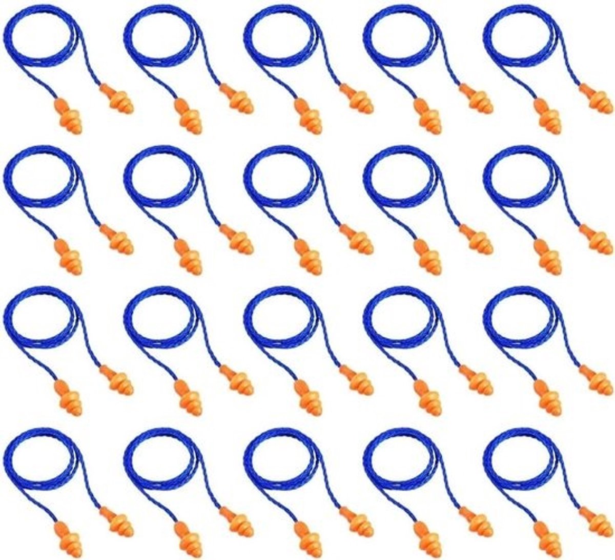 Oordopjes met snoer - Siliconen dopjes - Geluid dempen - Kerstboom ontwerp - 20 paar - Blauw oranje