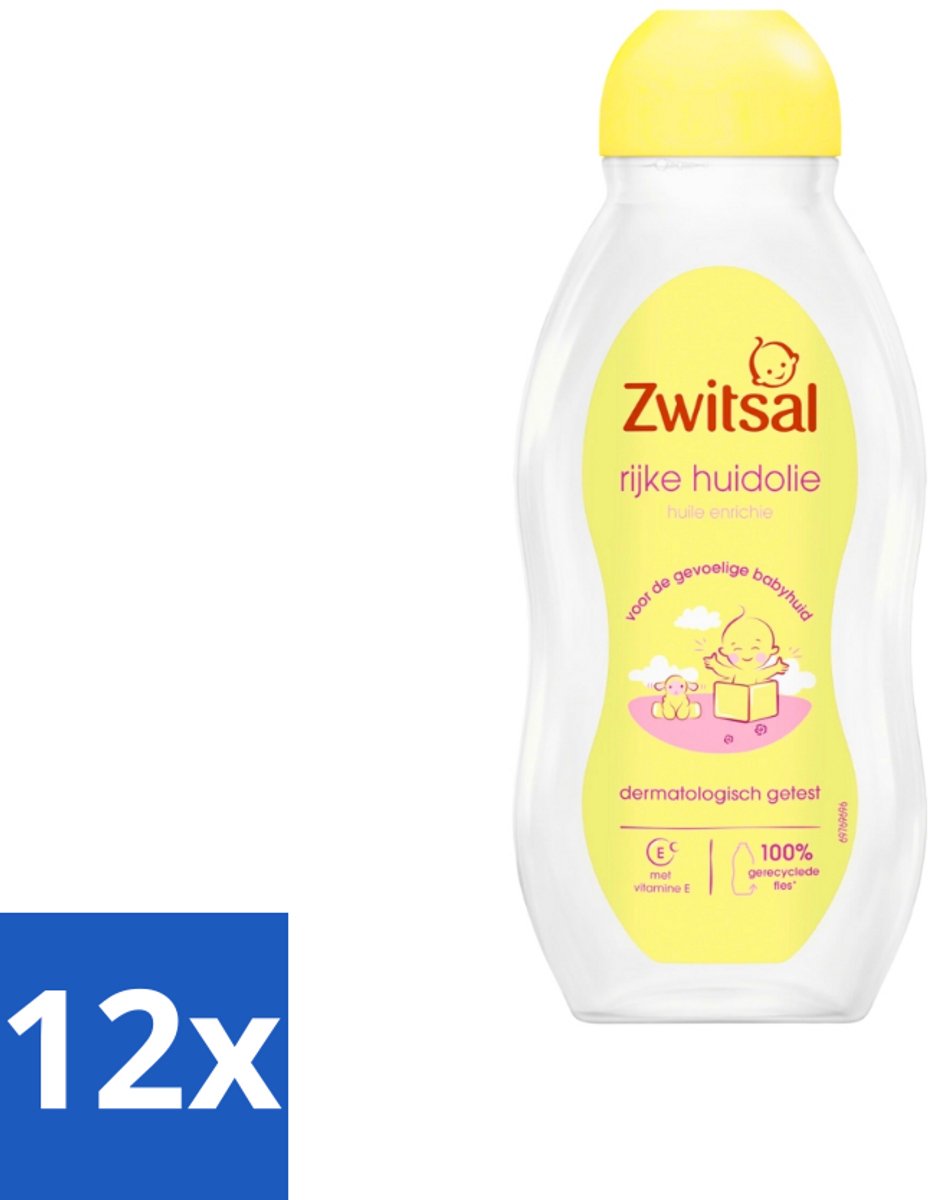 12 x Zwitsal - Babyverzorging - Rijke Huidolie Avocado - Voor de Gevoelige Babyhuid - 200 ml - Babyhuidverzorging - Avocado Olie - Babyolie - Gevoelige Babyhuid - Babymassage