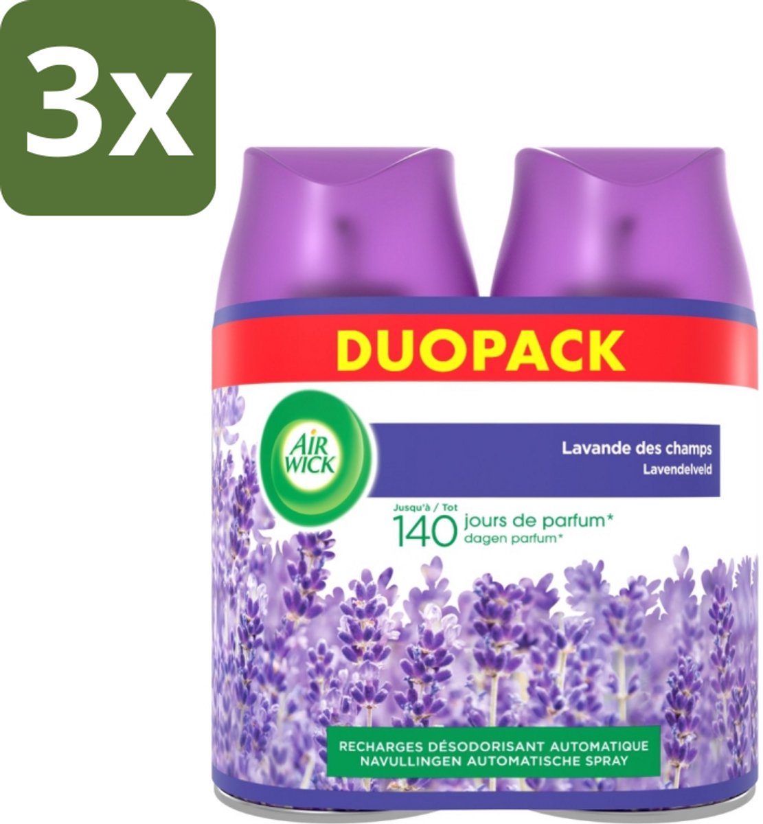 3 x Air Wick Freshmatic - Luchtverfrisser Navulling - Pure Fresh Lavendel - Bundel - 2x250ml - Lavendelgeur - Geurverspreider - Geur In Huis - Geur In Woning - Geur In Badkamer
