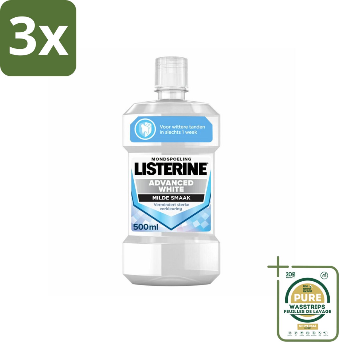 3 x Listerine – Mondwater – Advanced White – Mild – 500 ml - Grootverpakking - Koffiezetapparaat
