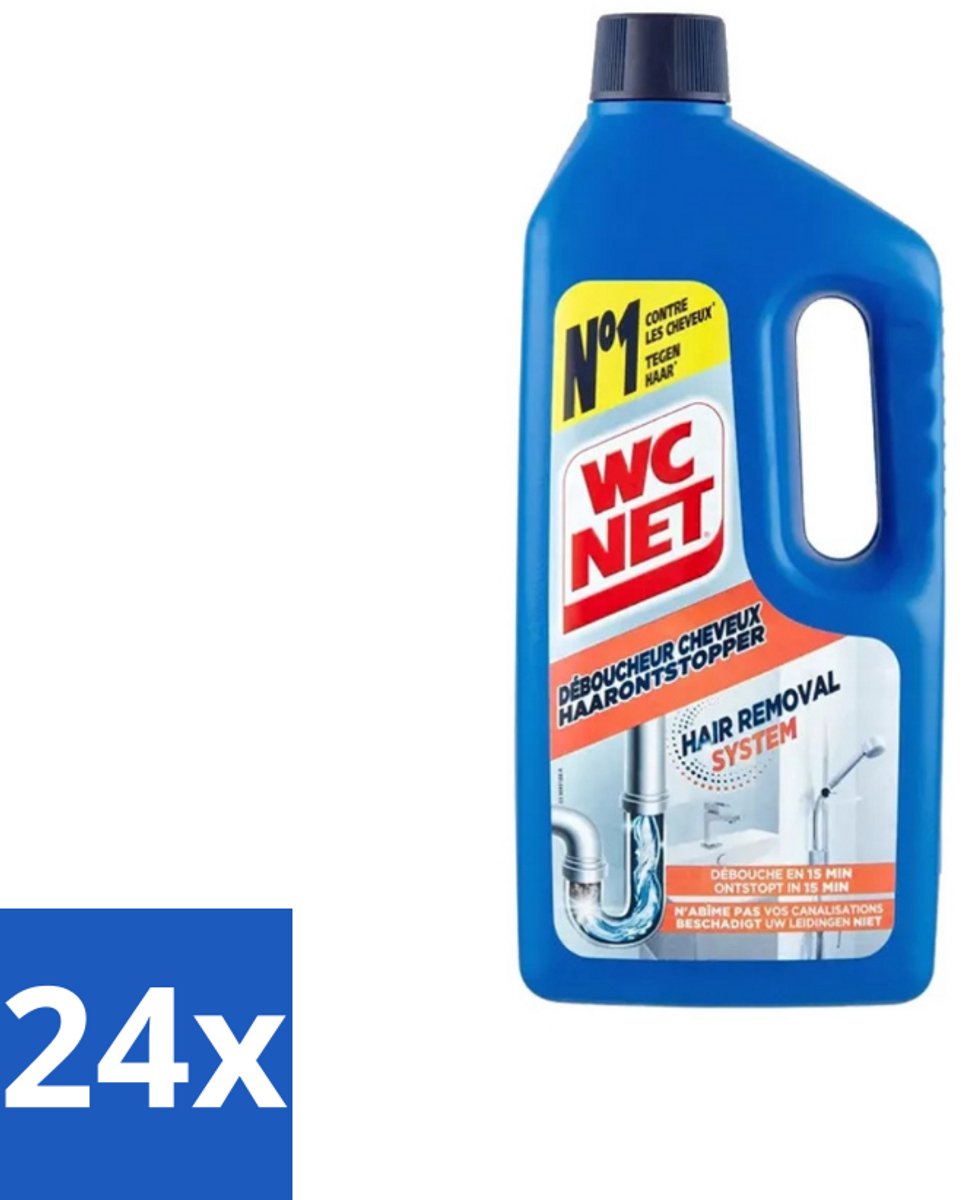 24 x WC Net - Haarontstopper - Onschadelijk Voor Leidingen - 1L - Haarverstopping - Wc Ontstopper - Leidingontstopper - Badkamersanitair - Snel Werkende Ontstopper