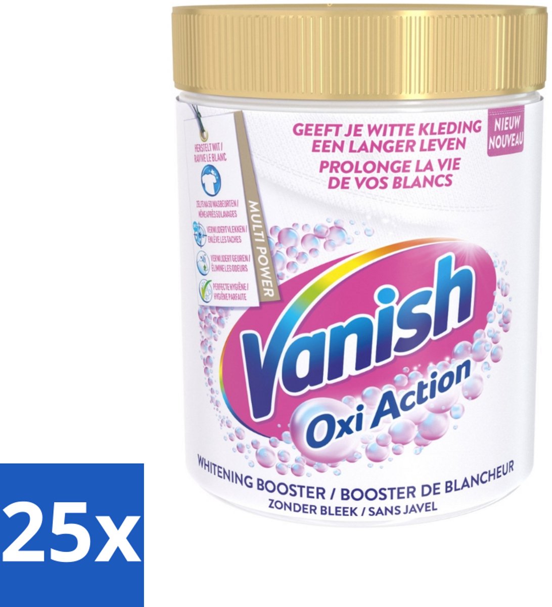 25 x Vanish Oxi Action - Vlekkenverwijderaar - Wasbooster - Zonder Bleek - Witte Was - 1 Kg - Vlekkenverwijderaar - Witte Was - Wasbooster - Bleekvrije Was - Geurverwijderaar