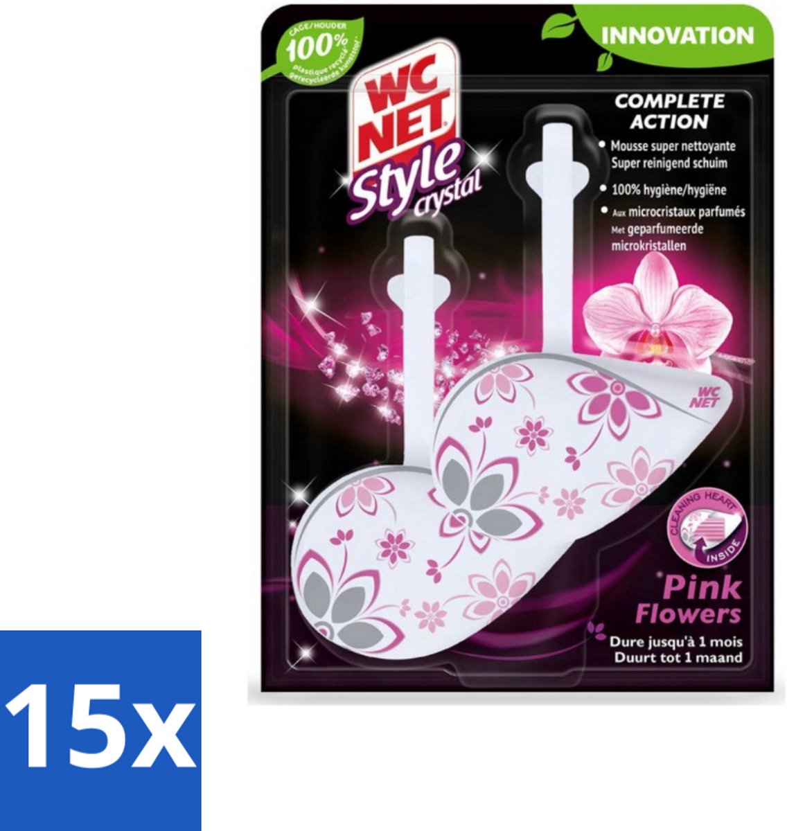 15 x WC Net - Toiletblok - Frisse Bloemen - 2 Blokjes - WC Net - Toilet Net - Toilet Blok - Hygiëne - Frisse Geur