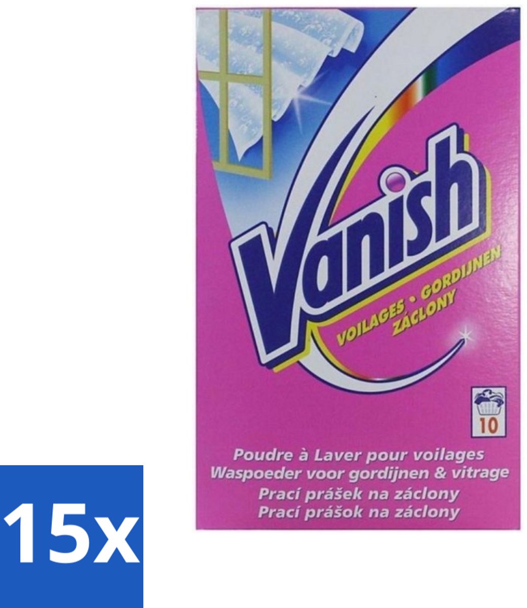 15 x Vanish Gordijnen - Waspoeder - Voor Gordijnen & Vitrage - 10 Wasbeurten - Gordijnen Reinigen - Vitrage Reinigen - Waspoeder Voor Gordijnen - Stof Verwijderen - Vlekken Verwijderen