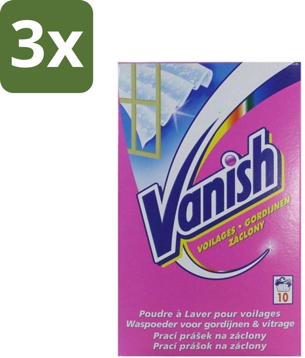 3 x Vanish Gordijnen - Waspoeder - Voor Gordijnen & Vitrage - 10 Wasbeurten - Gordijnen Reinigen - Vitrage Reinigen - Waspoeder Voor Gordijnen - Stof Verwijderen - Vlekken Verwijderen