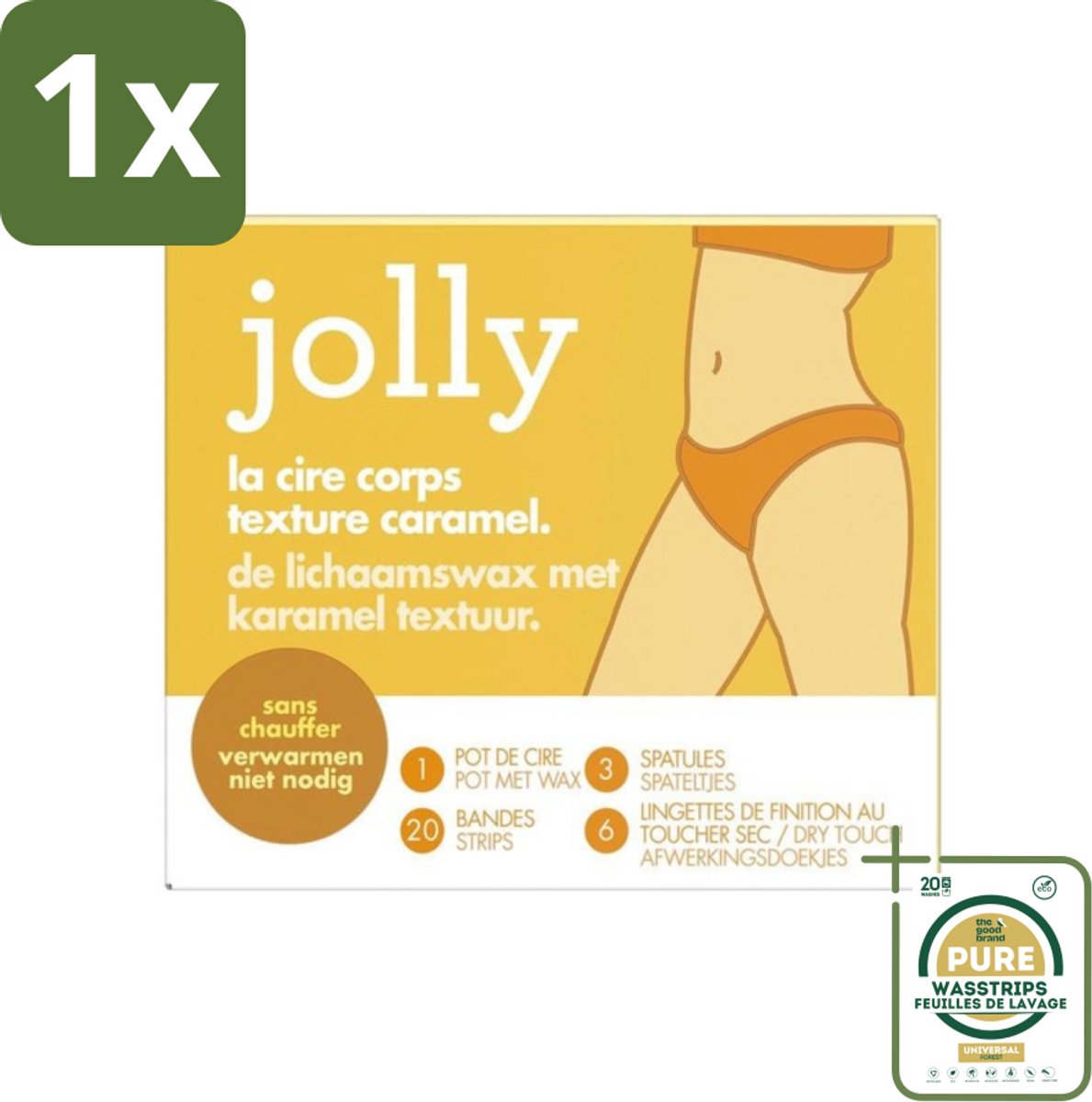 1 x Jolly - Lichaamswax - Karamel Structuur - 20 Strips- Haar Verwijderen - Lichaamswax - Karamelstructuur - Huid Verzorgen - Huid Glad Maken